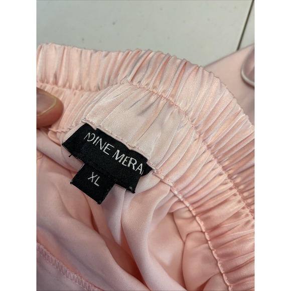 Nadine Merabi Darcie‎ Pink Pajamas size XL fur trimmed satin lounge luxury silk - Picture 9 of 15